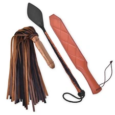 Real Cow Hide Leather Flogger 50 Tails Bdsm Leather Paddle , Spanking Whip Crop