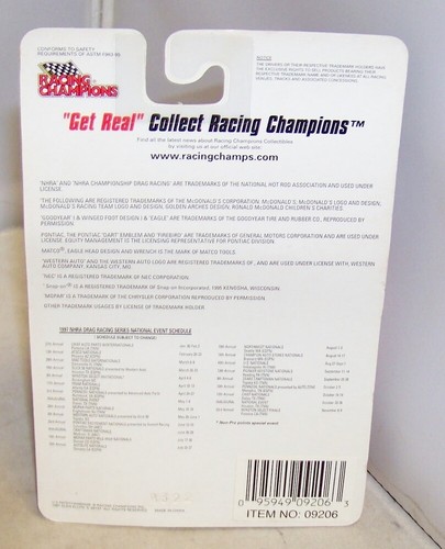 1:144 RACING CHAMPIONS 1997 BARTONE BROS PONTIAC NHRA FUNNYCAR TONY BARTONE MIP - 第 2/2 張圖片