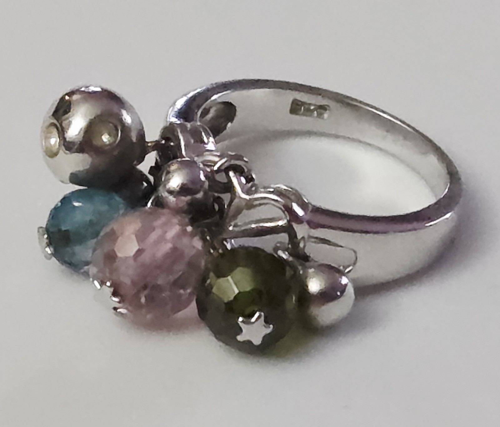 Silvertone & Multi Colored Crystal Dangle Faceted… - image 8