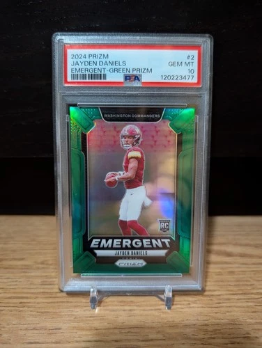 2024 Jayden Daniels Panini Prizm Rookie RC (Emergent-Green Prizm) 2 PSA 10 GEM💎