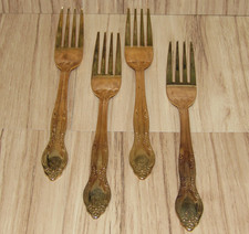 Stainless Steel Flatware Gold Tone Set of 4 7" Dinner Forks China