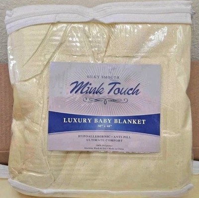 Mink Touch Silky Smooth 30'' x 40'' Luxury Baby Blanket Soft Yellow Cozy Warm NIP!