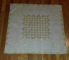 Vtg Vera Hand Rolled Water Repellent Yellow Ornate 100 Silk Square Scarf 30"