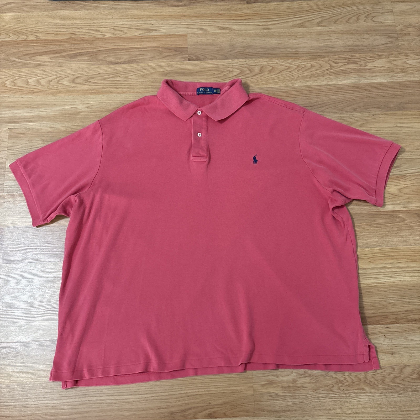 Polo Ralph Lauren Camicia Uomo 4XB Salmone Manica Corta Classica Pony Logo Grande Alta