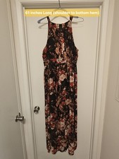 Nine West Floral Print Halter Neck Maxi Dress Size 16 Lined Graduation Wedding