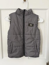 DKNY Kids Black Gingham Print Puffer Vest Size 7 Lightweight Zip Up