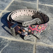Childrens Crystal Studs Leopard Pink Print Belt 21"-25" M F Western Belt 2022