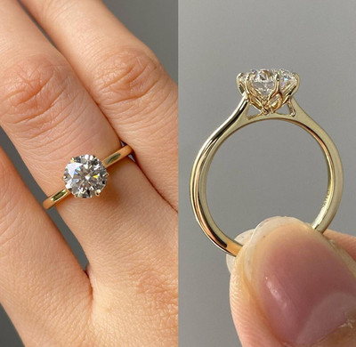 Round Cut 1.5CT Moissanite Prong Setting Tulip Style Anniversary Ring 925 Silver