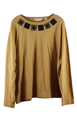 Bechamel Brown Women's Top Blouse Long Sleeve Pullover XL 054