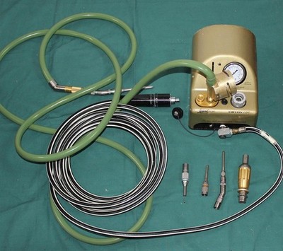 Medtronic Midas Rex Legend Triton Port Pneumatic   Footswitch and 5 Attachments