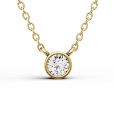 14K Yellow Gold 0.25CT Lab Grown Round Shape Diamond Solitaire Pendant