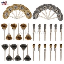 36Pcs Steel Brass Wire Wheel Polishing Pad Brush Set Kit For Dremel Rotary Tool