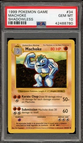 Pokemon Machoke Base Set Shadowless #34 PSA 10 Gem Mint