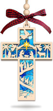 Nativity Cross Ornament for Christmas Tree - Religious, Christian Christmas Orna