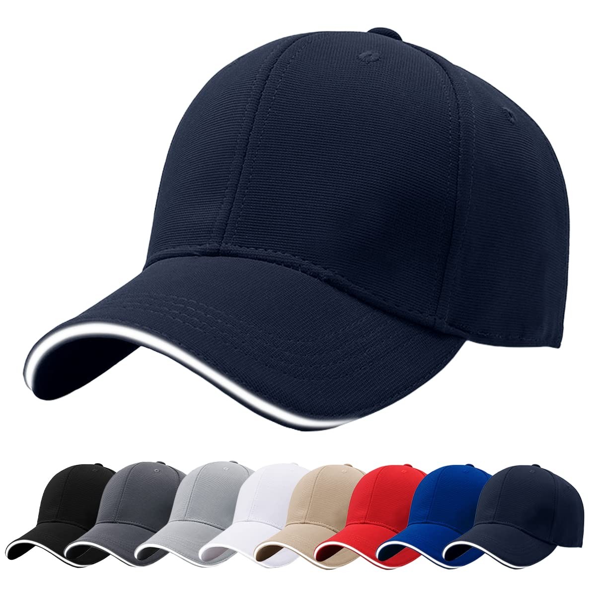 Casquette de baseball unisexe coloris noir chapeau de soleil sport loisirs
