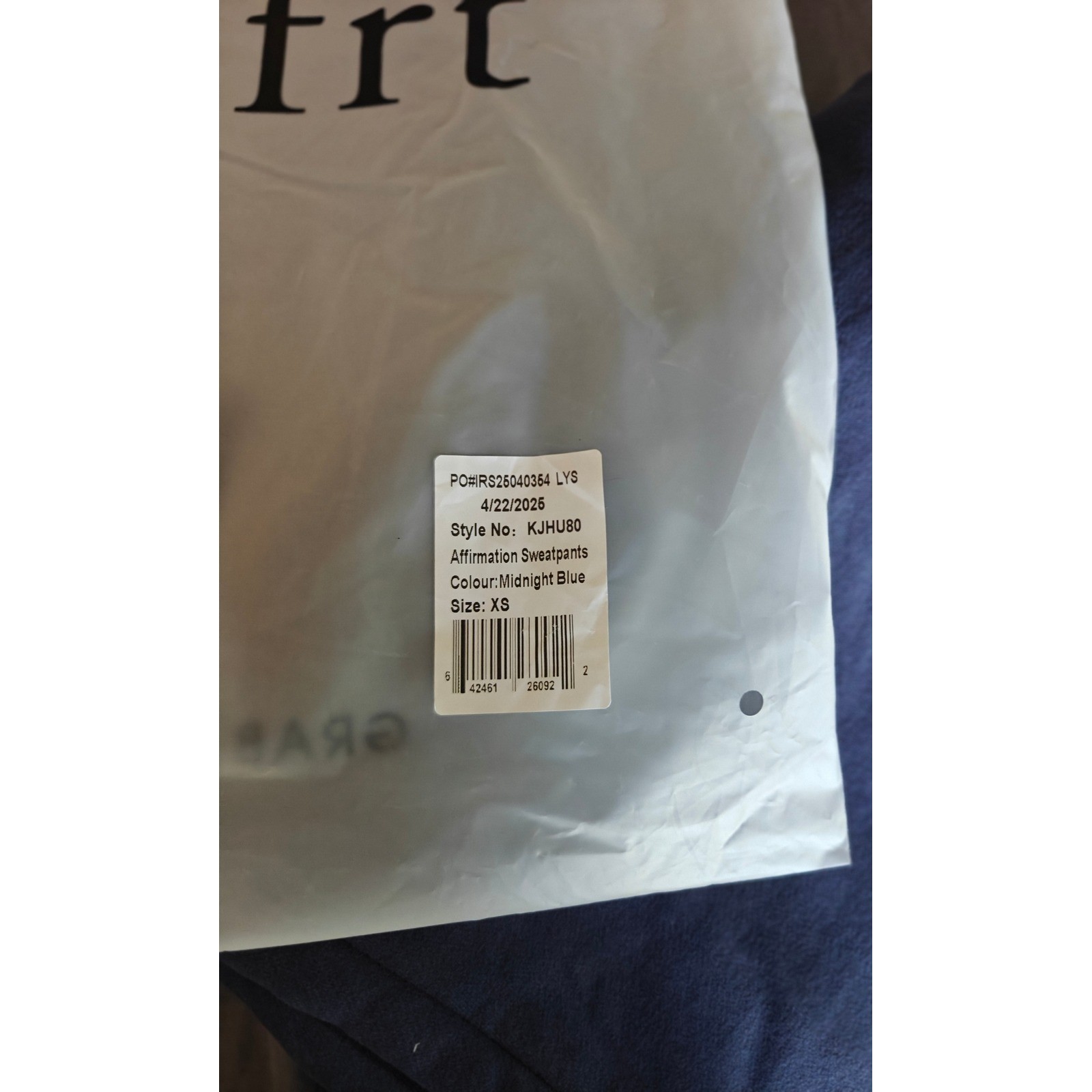 COMFRT CLOTHING Affirmation Sweatpants Midnight Blue XS Wide Leg Elastic Waist