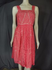 Adrianna Papell Sleeveless Coral Illusion Party Fit and Flare Dress size 8