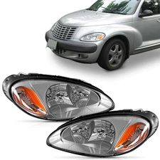 Pair Headlights Right & Left Without Bulbs Fits 2001-2005 Chrysler PT Cruiser