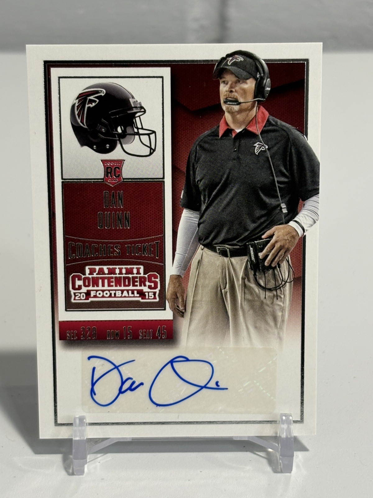Dan Quinn 2015 Panini Contenders Coaches Ticket Auto Rookie Card #290 Falcons 