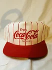 Vtg Coca Cola Enjoy Coke Striped Pinstripe Snapback Hat Cap Collectible