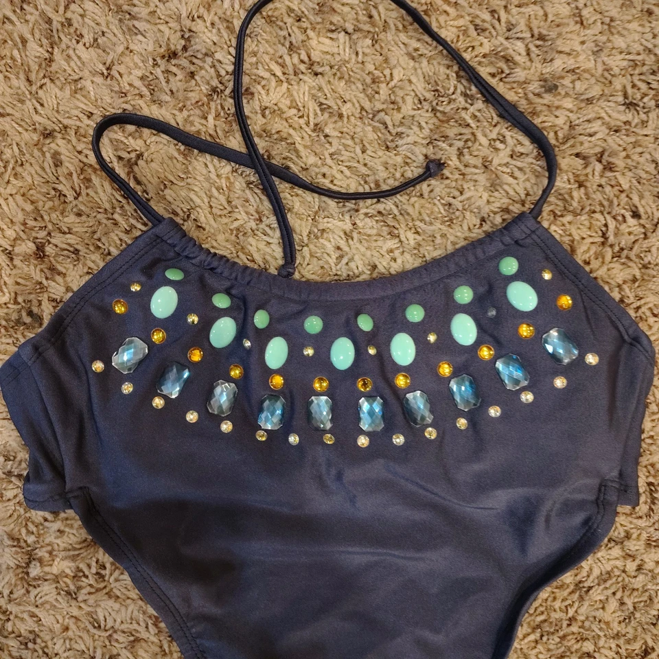 Traje de baño XHILARATION mediano de una pieza azul estrás traje de baño M B49 Foto 4 de 4