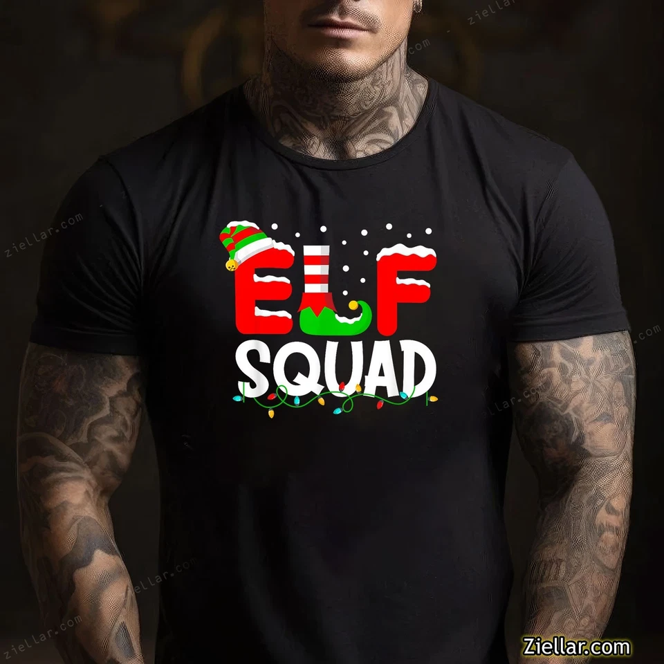 Camiseta de Navidad familiar a juego Elf Squad, divertida camiseta unisex de vacaciones regalo Foto 4 de 4