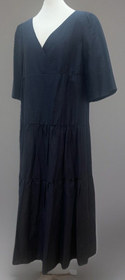 Weekend Max Mara Linen Blend Midaxi Navy Dress UK16