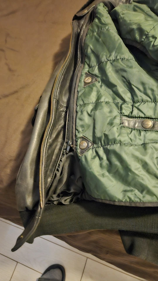 Blouson cuir homme vintage type aviateur bomber, noir, taille XL - Photo 3/4