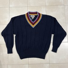 Vintage Aeropostale Compagnie Generale Sweater V Neck Mens M Knit Blue Pullover