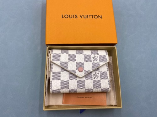 Victorine Wallet Damier Azur Canvas Rose Ballerine Designer