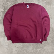 Russell Athletic Burgundy Crewneck USA Made XL Vintage Blank Boxy Cotton Cropped