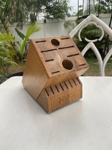 CUTCO Homemaker 18 Slot Knife Set Block 8 Steak Slots 2 Round Oak Wood USA