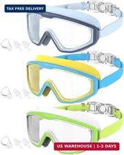 Kids Goggles Age 4-16, Anti-Fog UV 180 Clear View Kids Swim Goggles, 3 Pack Swim