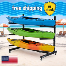 Freestanding Kayak Storage Rack with Wheels, Adjustable Kayak Racks for Garage