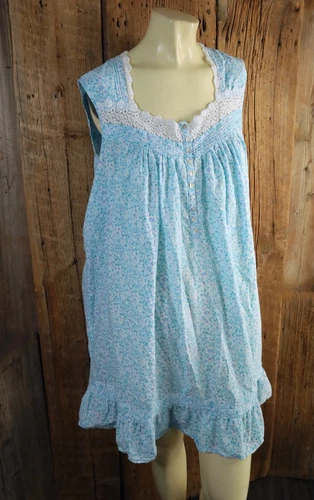 Eileen West Ditsy Floral Lacy Babydoll Nightgown Size XL