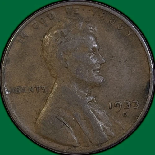 1933-D Lincoln Wheat Cent Very Fine VF Coin #35843