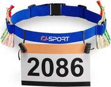Rj-Sport Race Number Belt - Triathlon Race Belt BIB Holder with 6 Energy Gel