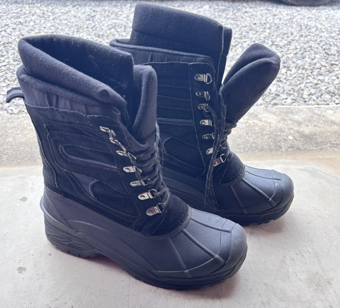 Totes Thermolite Mens Size 9 Insulated Waterproof Black Winter Snow Boots .