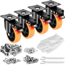 Uimoso Caster Wheels Swivel Plate Casters 4Pack 4" Heavy Duty with Locking Brake