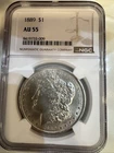 1889 Morgan Silver Dollar $1 NGC AU55