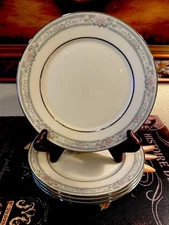 (4) Lenox-CHARLESTON-(4) 6.5” Bread & Butter Plates-Pastel Florals & Scrolls-
