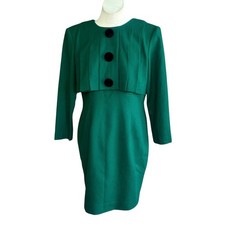 Depeche Mode Dress Vintage Forest Green Modest Executive  Size 12 Petite 