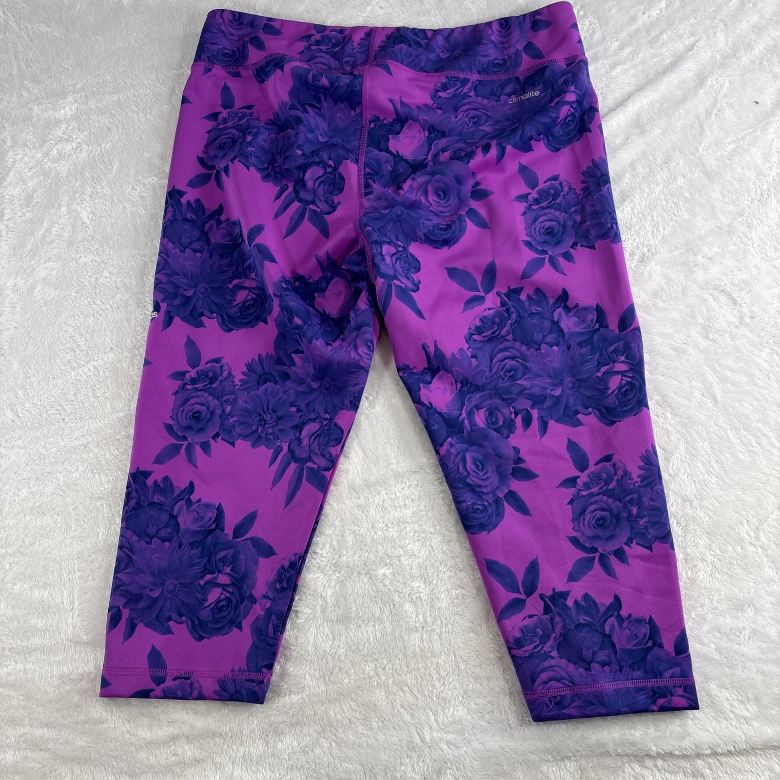 Adidas 3/4 Workout Leggings XL Activewear Climalite Women's Pant Floral Print thumbnail 2