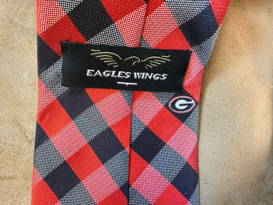 2 Bulldogs UNIVERSIDAD DE GEORGIA UGA 100% Seda Águilas Ala Corbata Adulto Foto 3 de 4