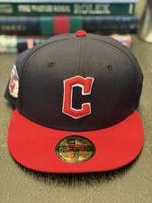 New Era Baseball Cap-Size 7 3/8-Cleveland Guardians-Navy/Red-Fitted-Great Shape