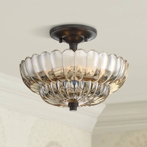 Quoizel Whitecap 11 3/4" Wide Mottled Cocoa Ceiling Light - Picture 1 of 3