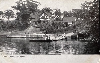 Chester Eccleston Ferry River Dee CH4 9JE, Cheshire schwarzweiß Vintage Postkarte