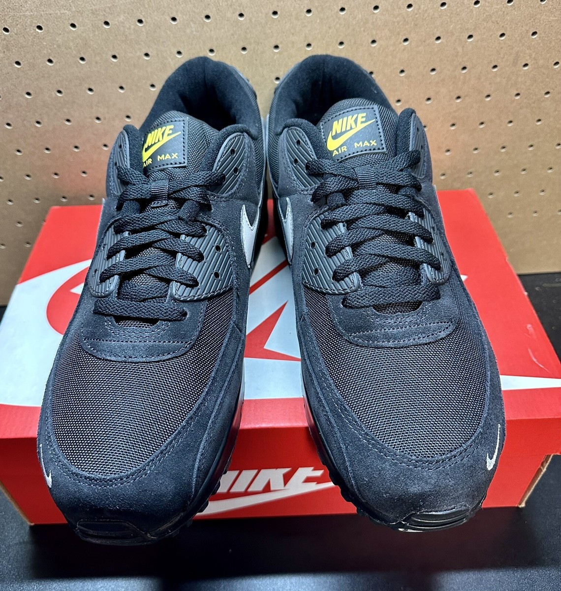 RARE Nike Air Max 90 Black Yellow Strike DO6706-001‎ Grey Men\'s Sz 8.5 RARE Nike Air Max 90 Black Yellow Strike DO6706-001 Grey  main image 4