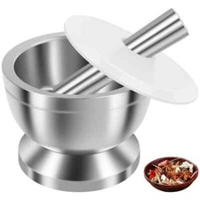Edelstahl M&ouml;rser&St&ouml;&szlig;el Set, Gew&uuml;rz brecher mit Silikon deckel und rutsch fester