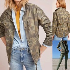 Marrakech Anthropologie Camouflage Anorak Jacket Wm Md Inner Drawstring Waist